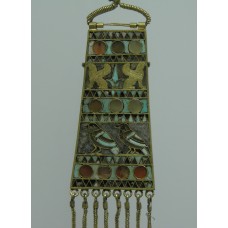 Pendant fibulas gold, turquoise, sardioni, glass and animals